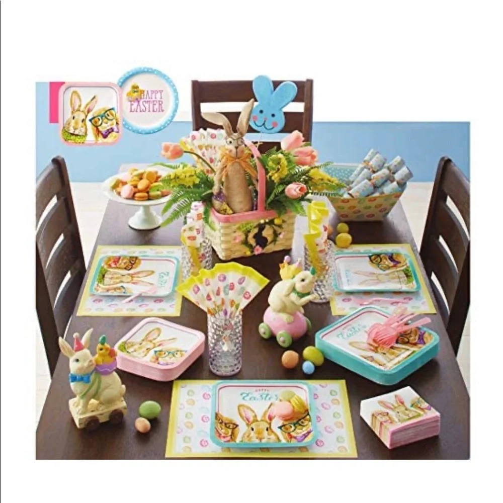 Creative Converting Easter Bunny Glasses Party Paper Bundle Set